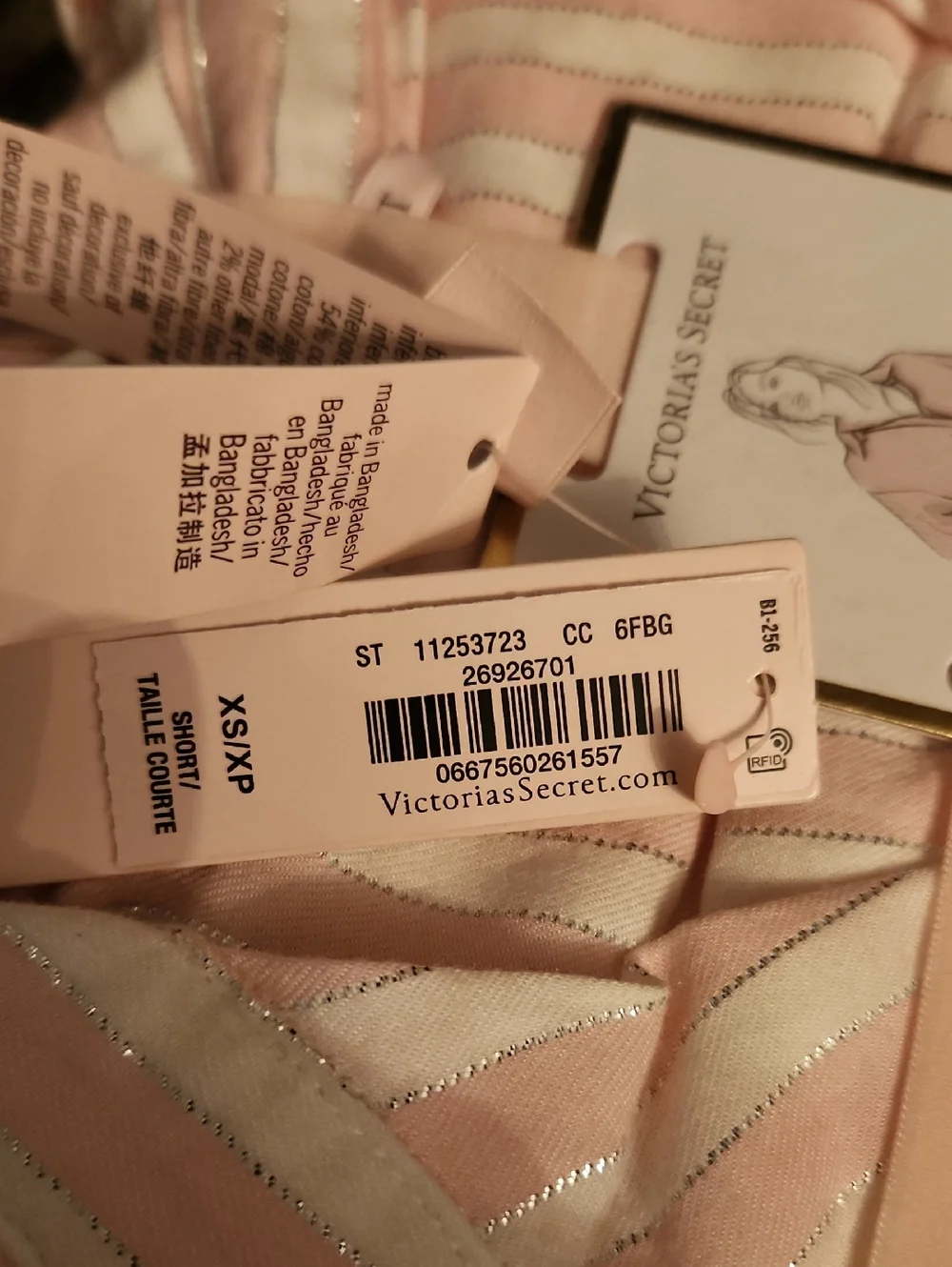 Victoria's Secret Iconic Pink & Silver Striped Flannel Pajama Set Size XS - Picture 6 of 6